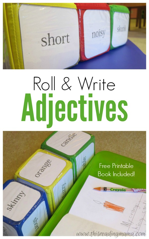 Roll and Write Adjectives with FREE Printable Book - This Reading Mama