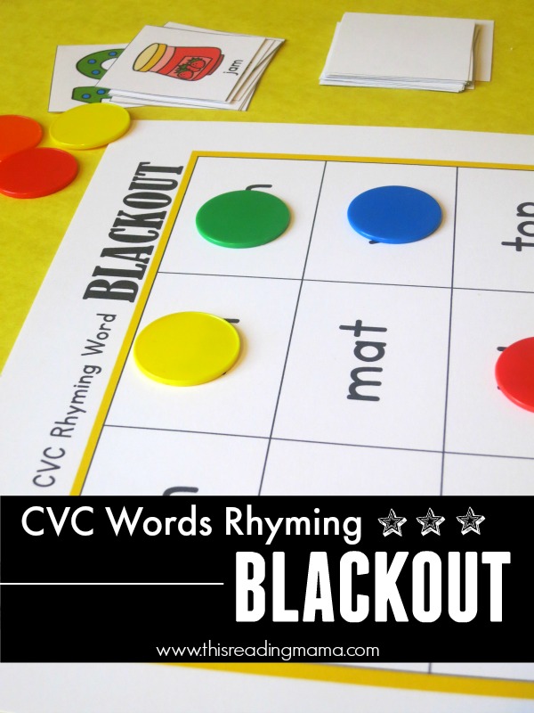 CVC Words - FREE Rhyming Blackout This Reading Mama