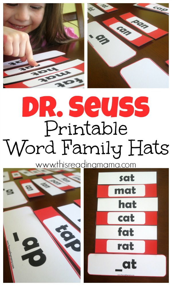 Dr. Seuss Word Family Hats (FREE Printable Pack for Short and Long Vowels) - This Reading Mama
