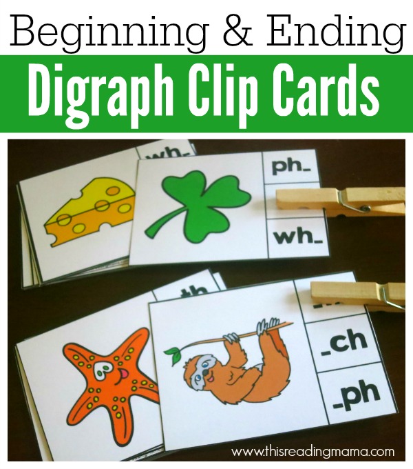 Beginning and Ending Digraph Clip Cards- FREE - This Reading Mama