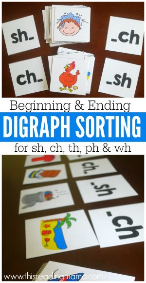 Digraph Sorting Picture Cards {for Beginning and Ending}