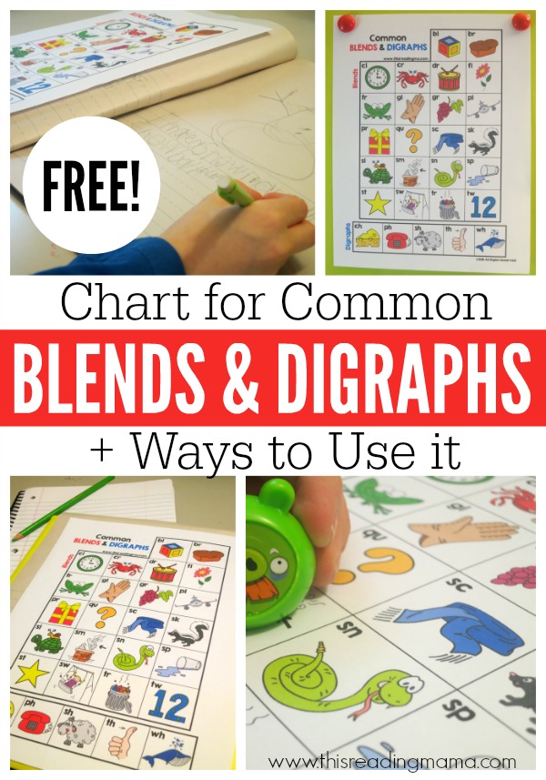 FREE Chart for Common Blends and Digraphs - Ways to Use it - This Reading Mama
