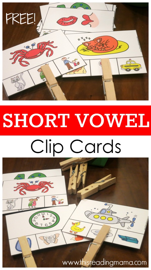 FREE Short Vowel Sounds Clip Cards by This Reading Mama