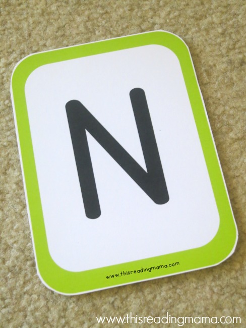 letter N letter mat for name spelling game