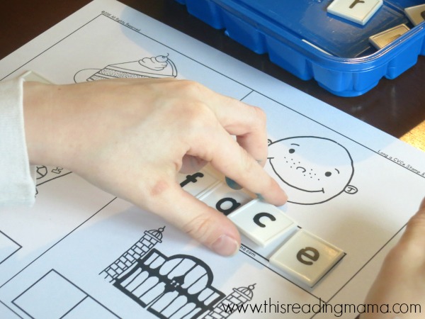 spelling long a CVCe words with letter tiles