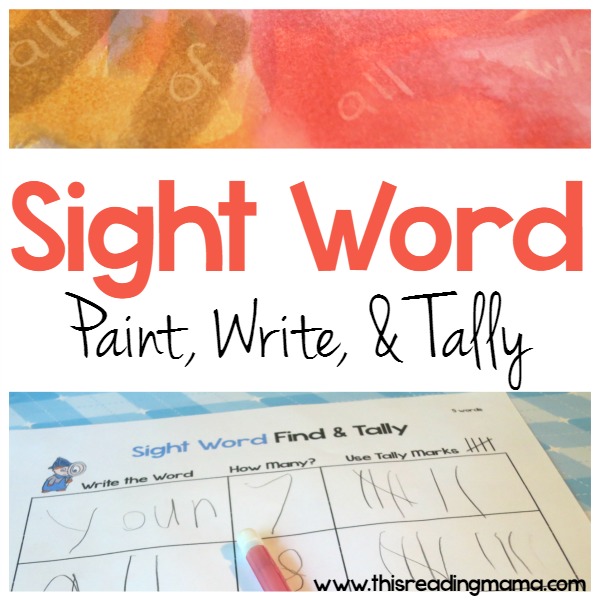 Sight Word: Paint, Write, Tally Activity with FREE recording sheets - This Reading Mama
