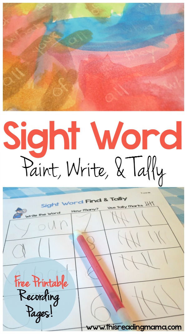 Sight Word: Paint, Write, Tally {with FREE printable pack} - This Reading Mama