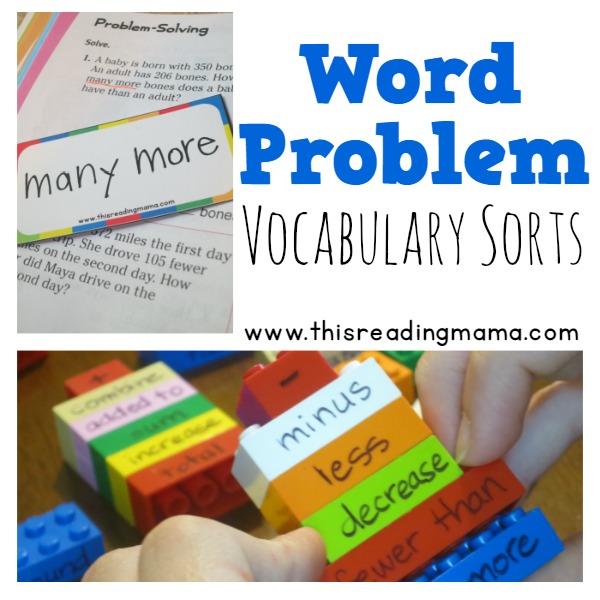 Word Problem Vocabulary Sorts - FREE Math Vocabulary Pack from This Reading Mama