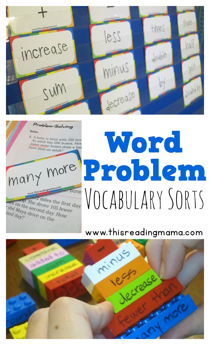 Word Problem Vocabulary Sorts - This Reading Mama