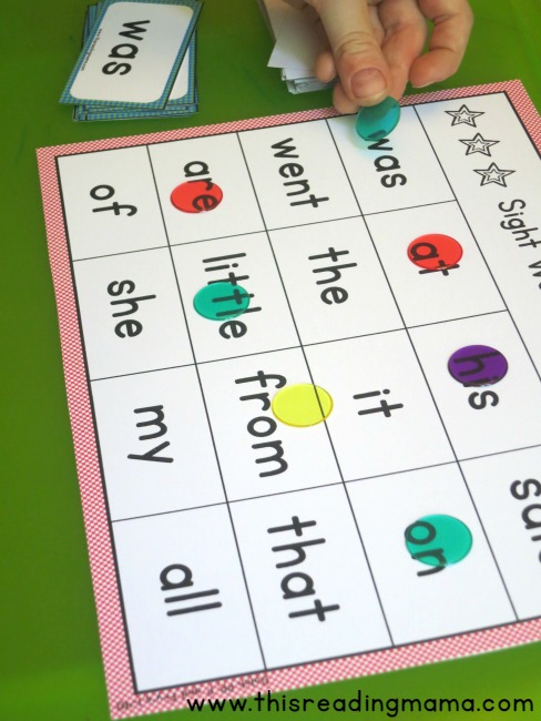 covering words on Sight Word Blackout board