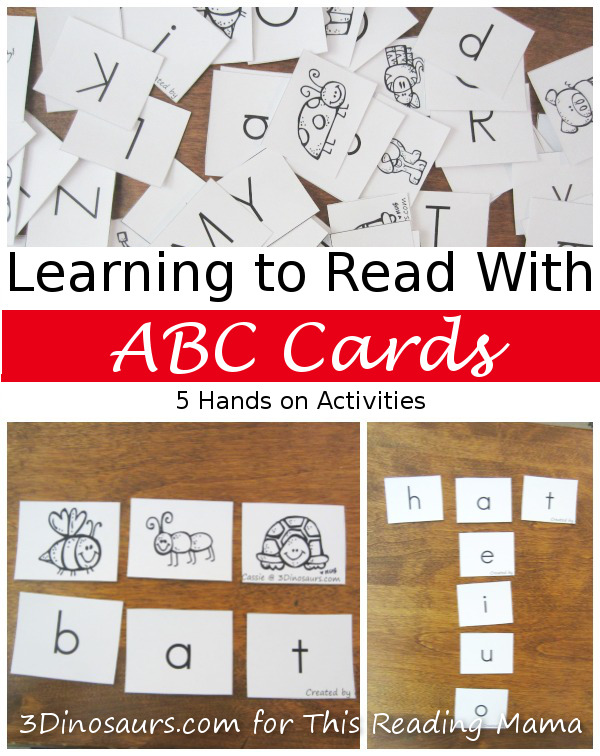 Learning to Read with ABC Cards - 5 Hands-on Activities | 3 Dinosaurs for This Reading Mama