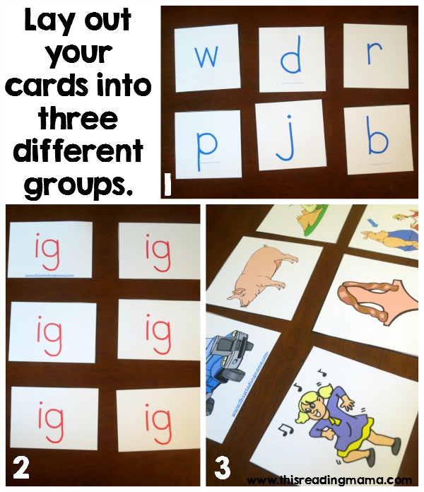 setting up word family matching game