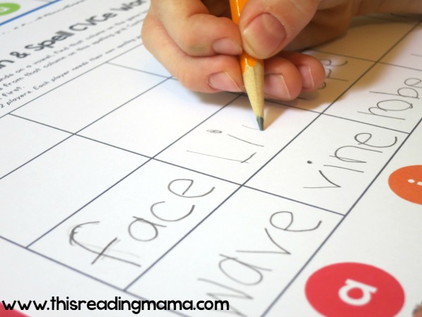 spelling long vowel words on spelling grid