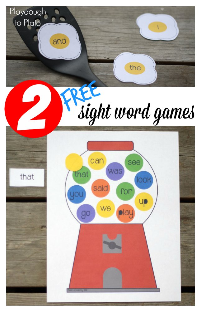 2 FREE Sight Word Games from Playdough to Plato