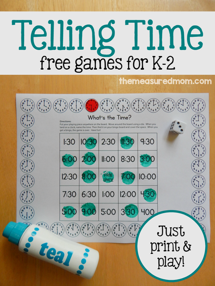 free telling time games for K-2 large