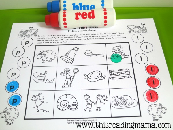 playing the ending sounds games with do-a-dot paint markers