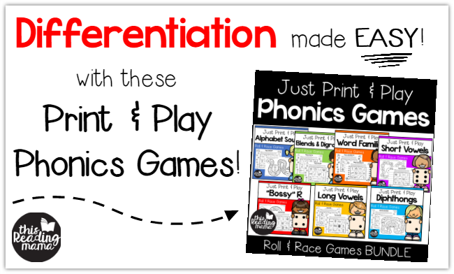 Differentiation is made EASY with these Print and Play Phonics Games -This Reading Mama