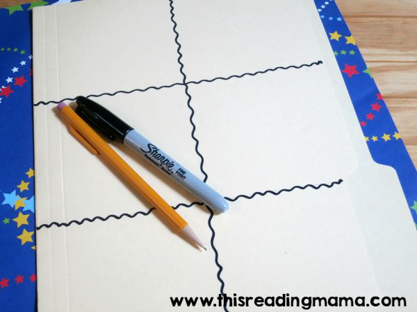 drawing permanent lines on the word wall folder