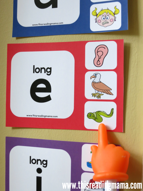 long vowel wall charts hung on the wall