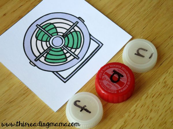 spelling words with bottle caps