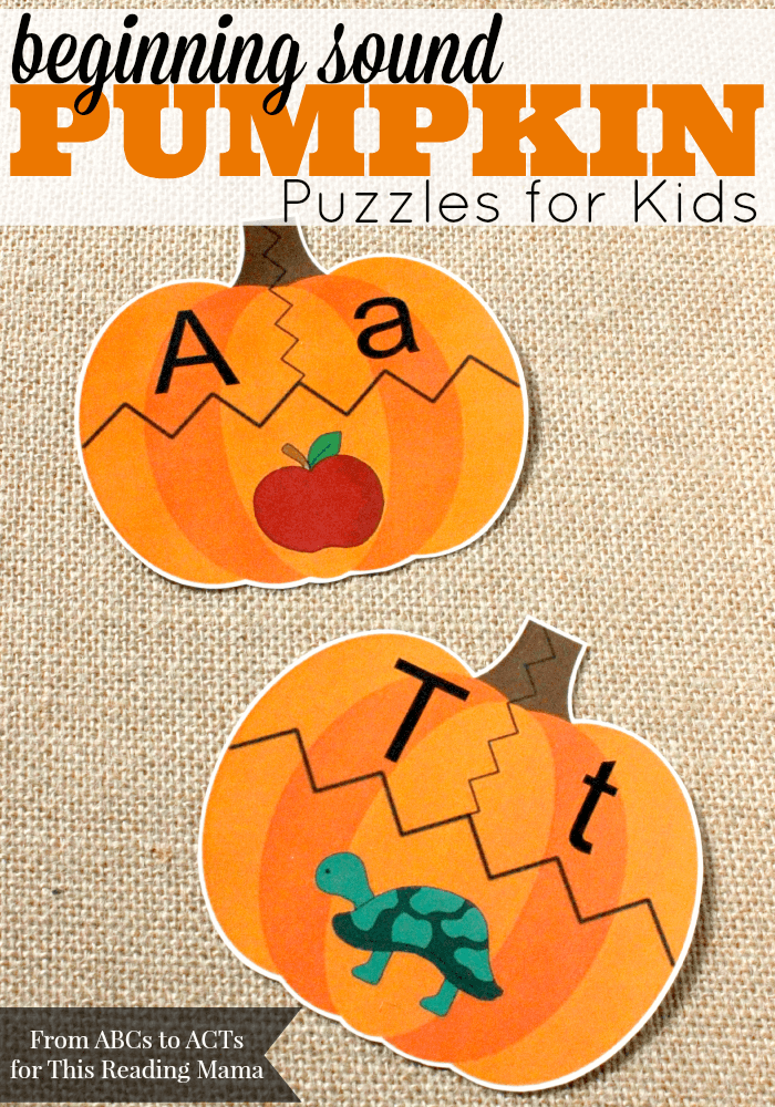 Beginning Sound Pumpkin Puzzles for Kids {FREE} | ABC's to ACT's for This Reading Mama