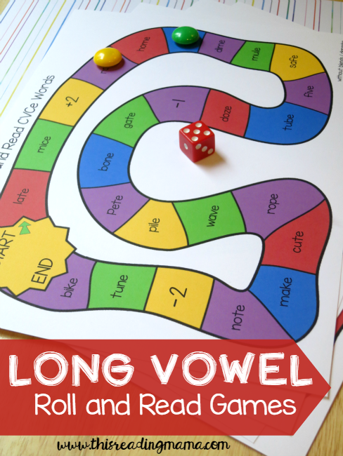 Long Vowel Roll and Read Games - 5 FREE Games - This Reading Mama
