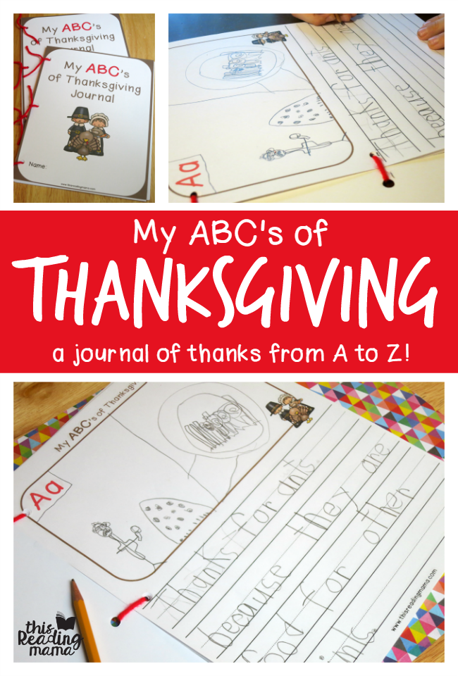 My ABCs of Thanksgiving Journal - FREE printable journal from A to Z | This Reading Mama