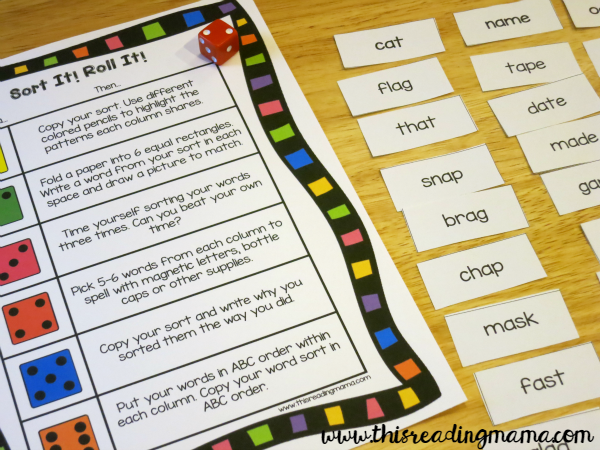 after word sorts word study activities