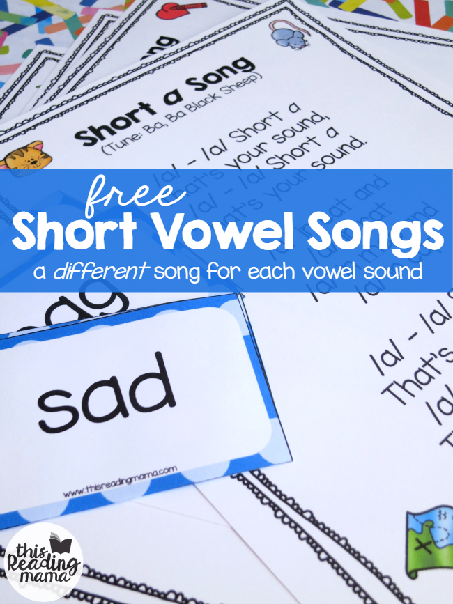 FREE Short Vowel Songs - different songs for each vowel sound - This Reading Mama