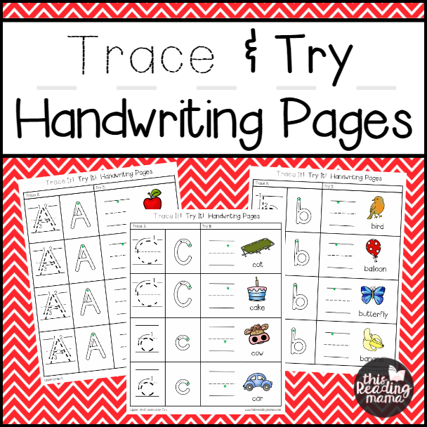 Trace and Try Handwriting Pages - square2