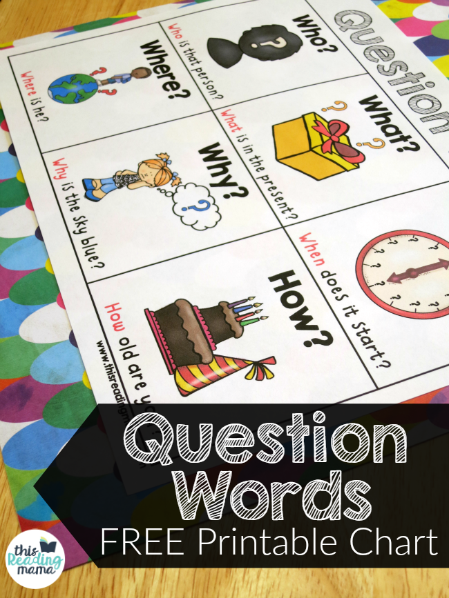 FREE Printable Question Words Chart - This Reading Mama