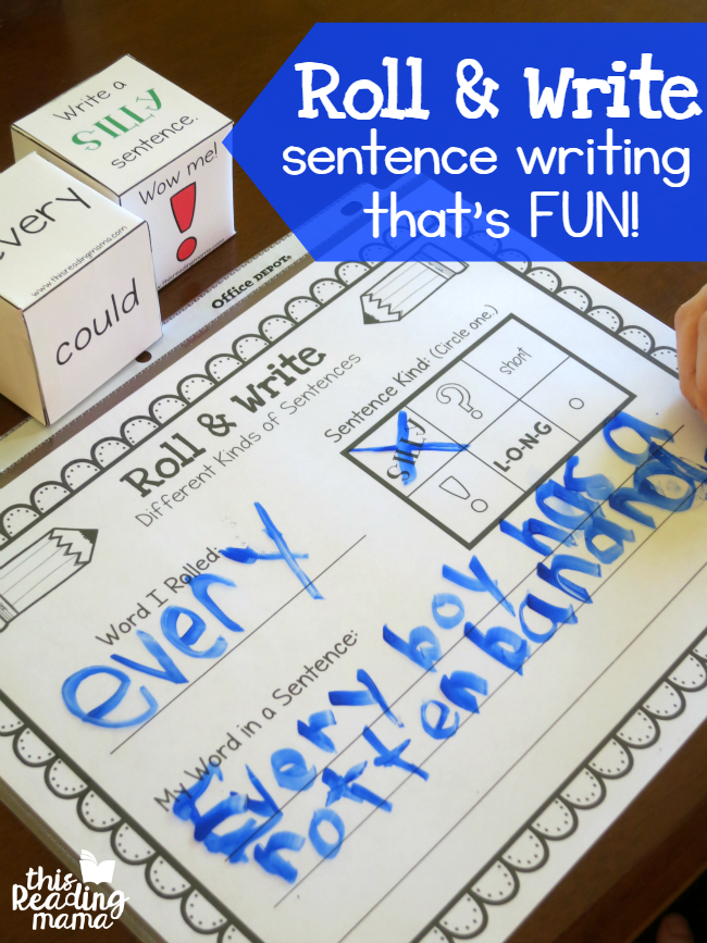 Roll and Write - Sentence Writing That's Fun - This Reading Mama
