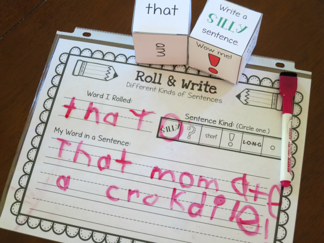 silly sentence writing with sight words