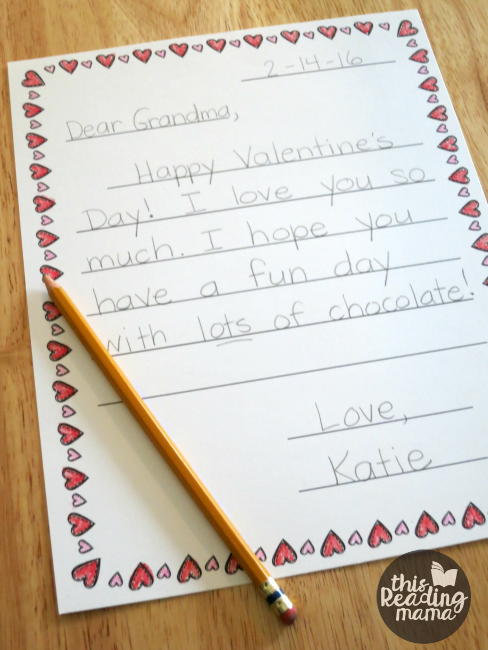 Valentine Letter Writing templates for kids