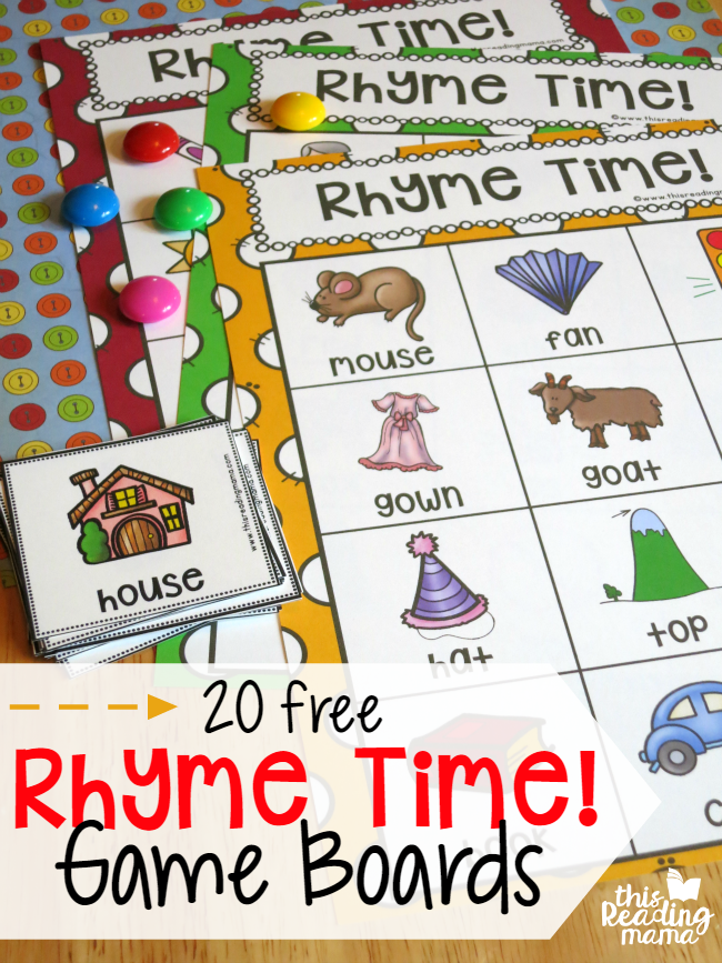 20 FREE Rhyme Time Game Boards - This Reading Mama