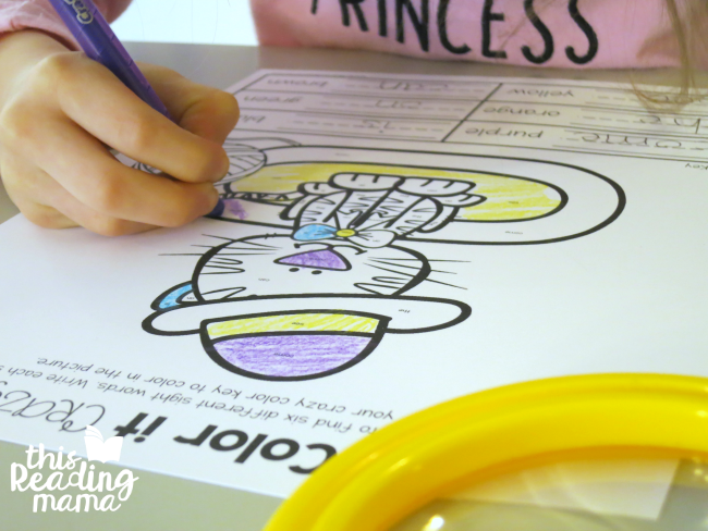 Color It Crazy Sight Word Coloring Page from Learn to Read