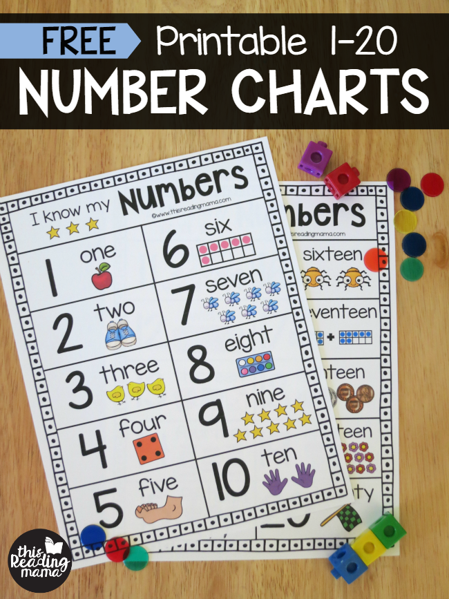 FREE Printable Numbers 1-20 Number Charts - This Reading Mama