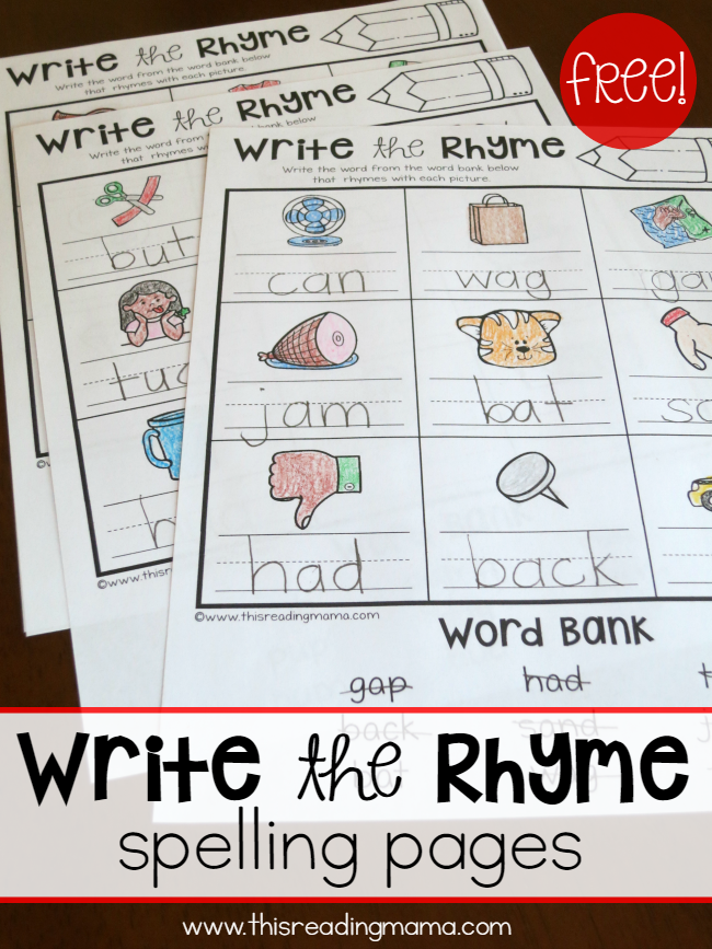 Write the Rhyme Spelling Pages for Short Vowels {FREE} - This Reading Mama