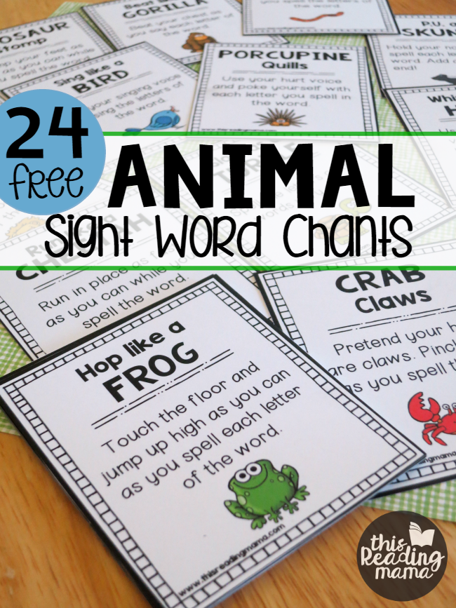 24 Animal Sight Word Chants