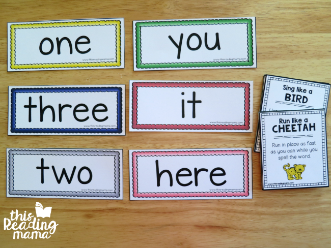 sight word cards and animal sight word chants