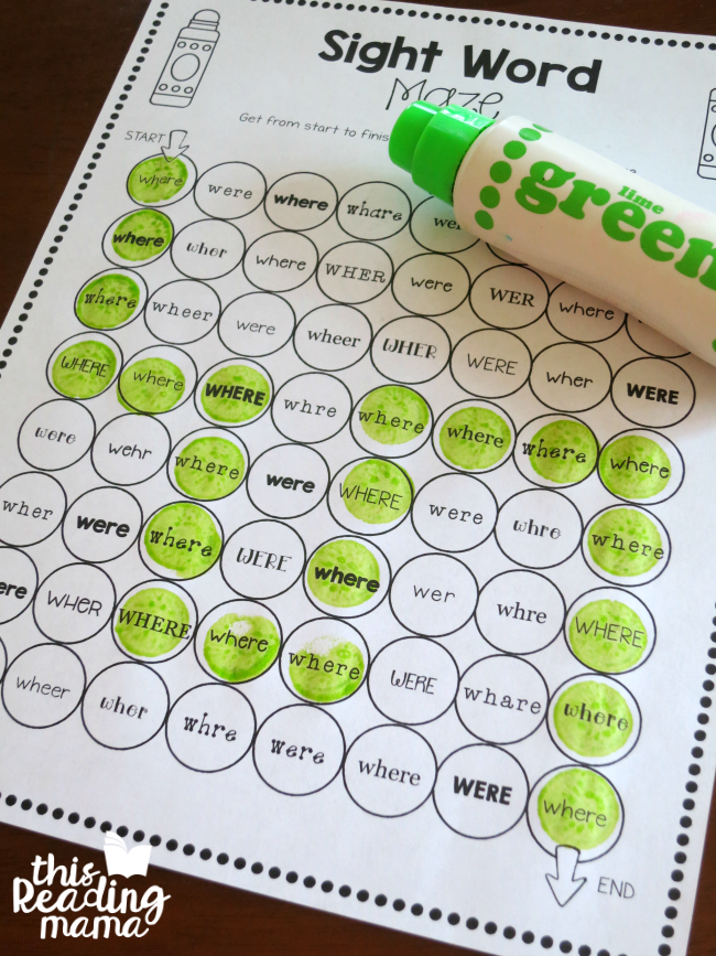 sight word maze with WHERE