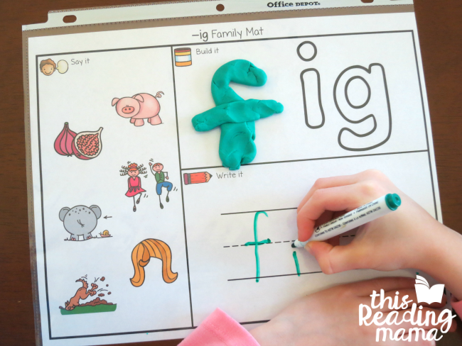IG Word Family Playdough Mat - free from Learn to Read