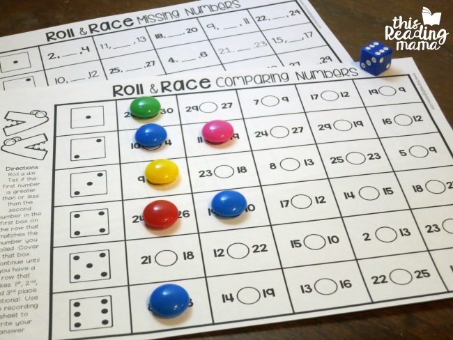 Roll and Race Number Sense Games 1-30