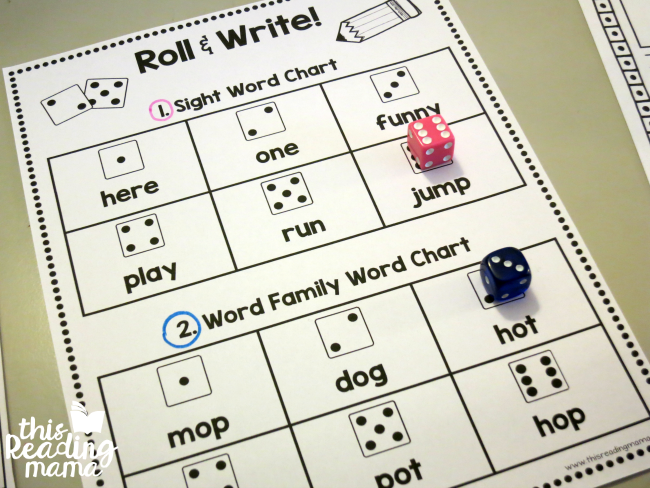 Roll and Write reviews phonics and sight words