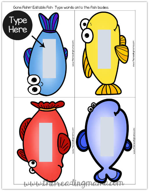 Sight Word Fishing Game - Editable Fish Example