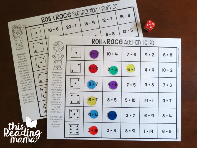 basic addition and subtraction games to 20 - free
