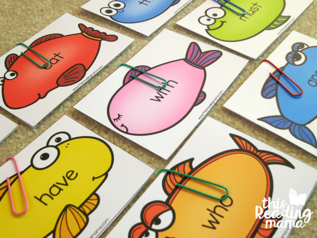 fish on the floor for sight word fishing game