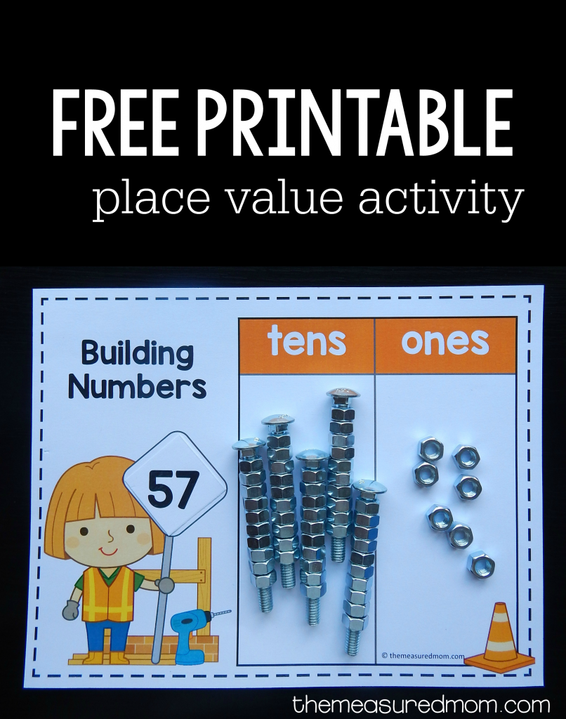 place value activity with nuts and bolts