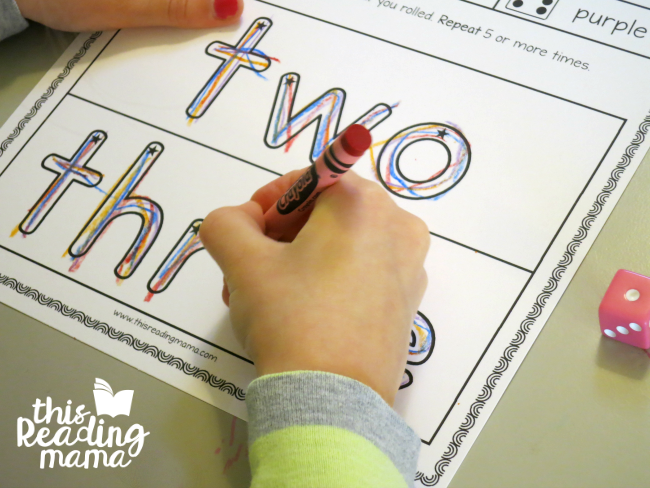 roll and rainbow write sight words - two and three