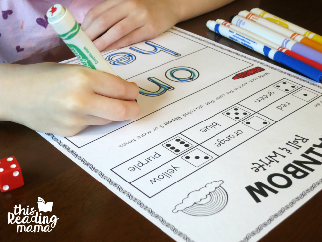 roll and write sight words - one and here from Learn to Read
